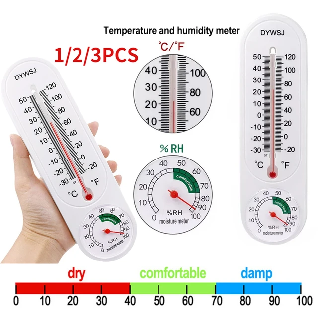 3Pcs Wall Thermometer Indoor Outdoor Mount Garden Greenhouse Home Humidity  Meter