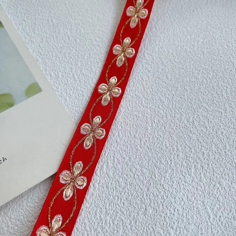 10 Yards/lot Ethnic Style Webbing Woven Jacquard Ribbon Flower For Garment Accessories LS-2248 Width 2 CM