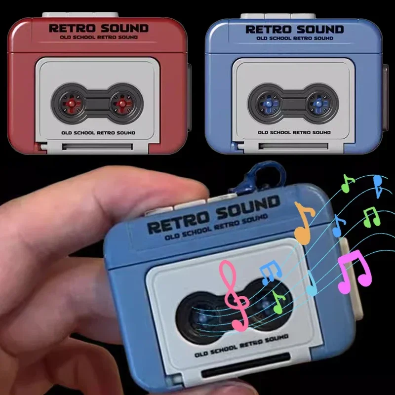 Retro Recorder Music Box Pendant Toy Mini Recordable Tape Recorder Keychain Toy Children's Birthday Gift