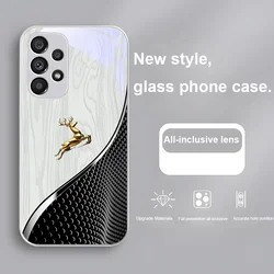 Elegant Wood Grain Deer Tempered Glass Phone Case - Samsung A51 4G (JSBAI - B2024062321)