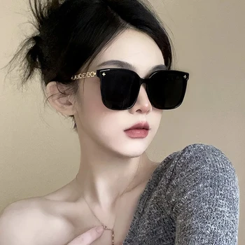 Square Sunglasses for Woman 2023 Vintage Big Frame Black Mirror Sun Glasses Shading Polarizer Sexy Female Travel Eyewear Uv400 1