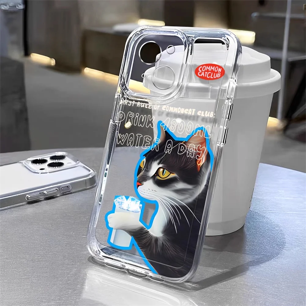 Transparent Soft Cover with Cute Cat Design - Fun Phone Case