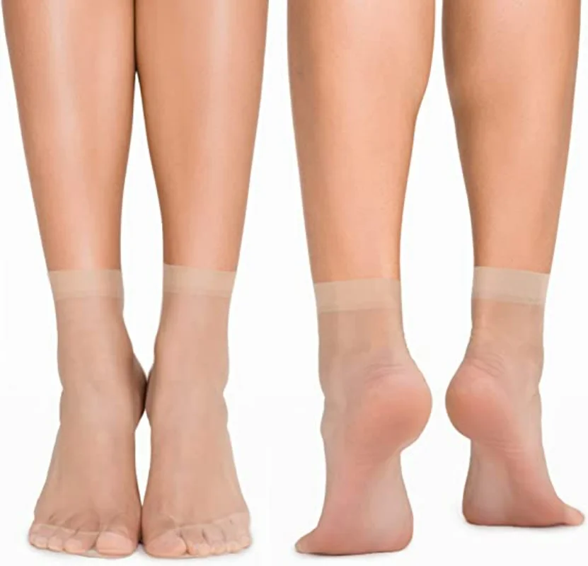 UUYYEO 20 pares de calcetines de nailon transparente para mujer, calcetines  de tobillo delgados para mujer, medias altas hasta el tobillo, medias