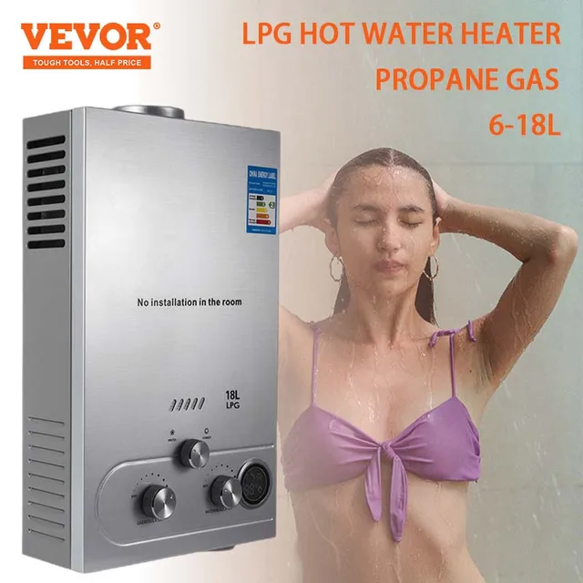 Vevor Fűtés Gázvíz Boilerr Propán Gázfűtés Rozsdamentes Acél 6-18L Lpg Forró Vízmelegítő Víz Kazán