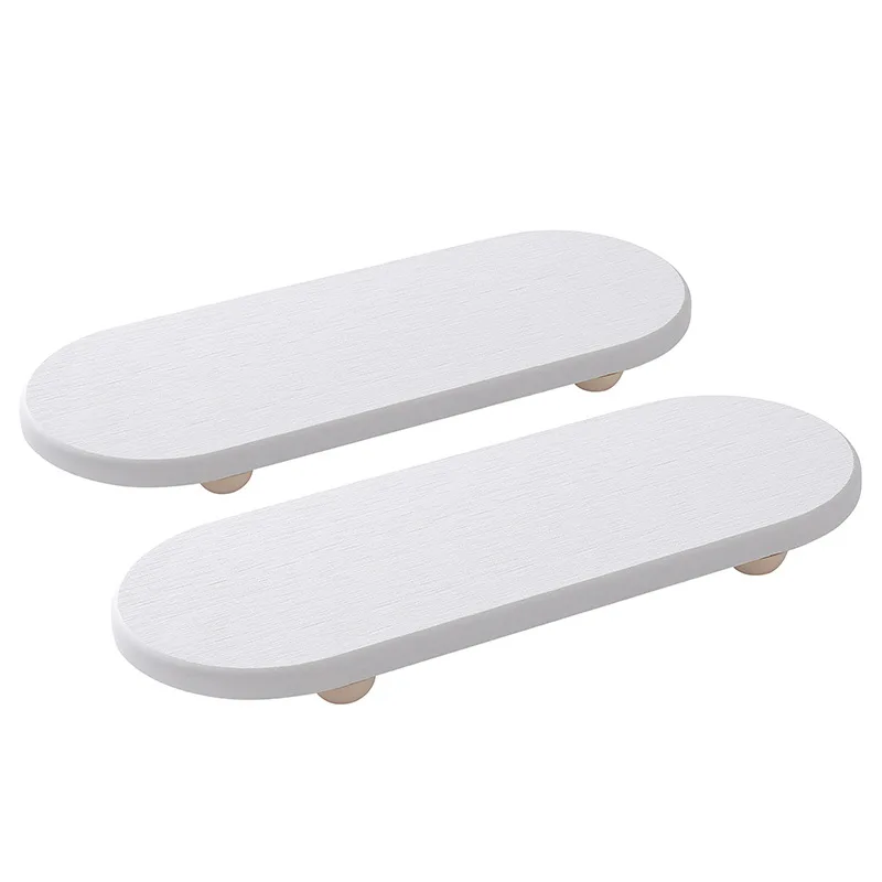 גולדרת אבן לספיגת מים למטבח ולחדר האמבטיה, 2 יחידות מזרנים לייבוש אבן עם רגלי עץ, מזרן דיאטום טבעי 100%