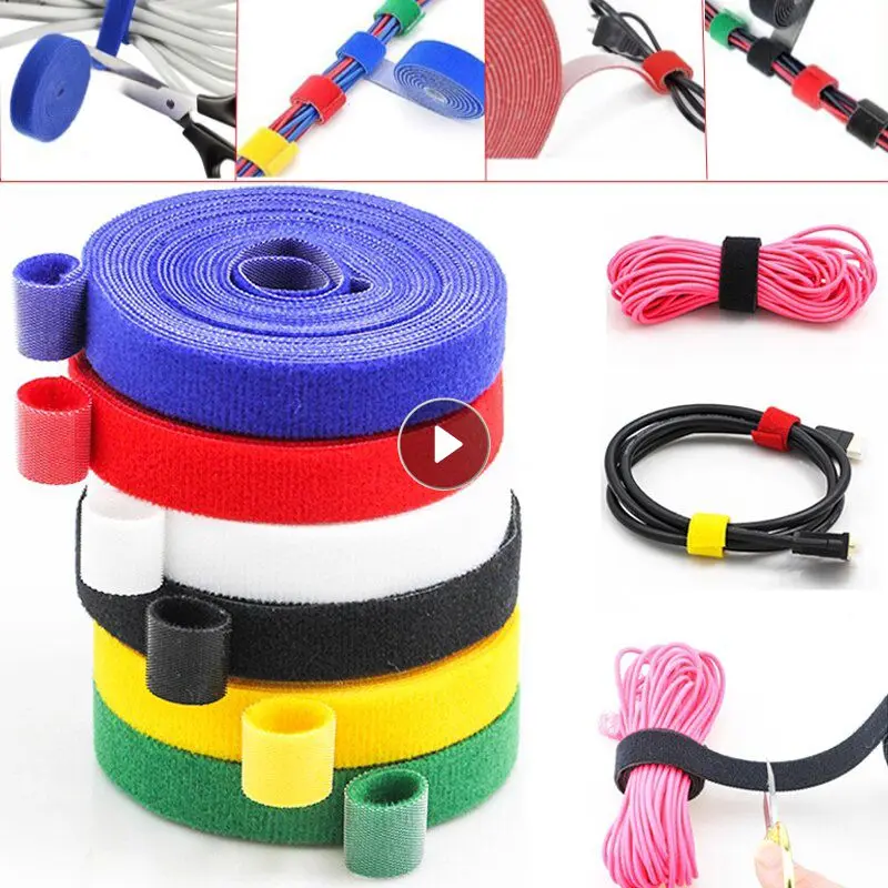 5M/Roll Reusable Fastening Tape Cable Ties Cable Straps Hook and Loop  Straps Wires Cords Management