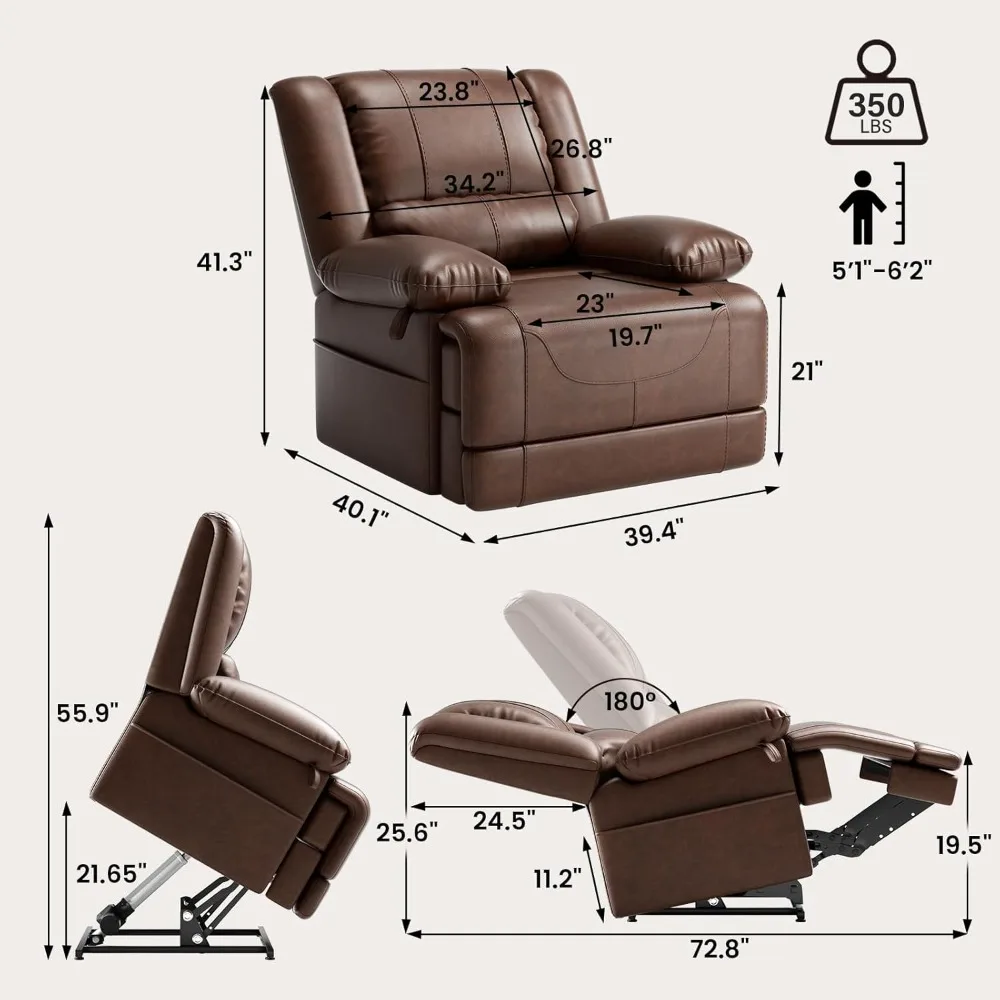 large dual motor power lift recliner chair with massage and heat for elderly people, infinite position,usb ports and remote cont