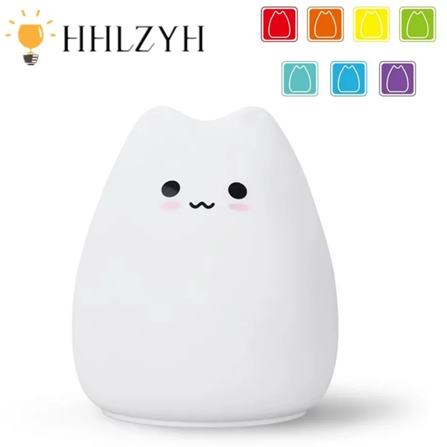 

Cute Night light Cat Silicone Animal Light Touch Sensor Colorful Child Holiday Gift Sleepping Creative Bedroom Home lights