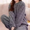 Women's Pajamas Set Winter Sleepwear O-neck Loose Long Sleeve Top Elastic Waist Leg Pant Sets Trousers Plus Size Matching Sets 4