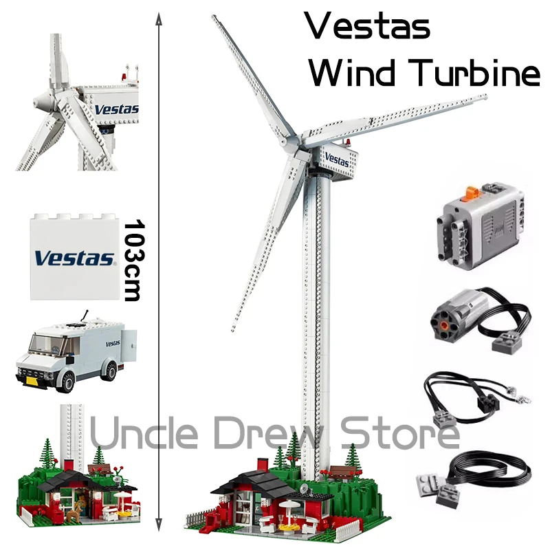 

844 шт. креативные ветряные турбины Vestas, строительные блоки PF, технический Электрический ветряной генератор, кирпичи, игрушки для мальчиков, подарки 11394 10268