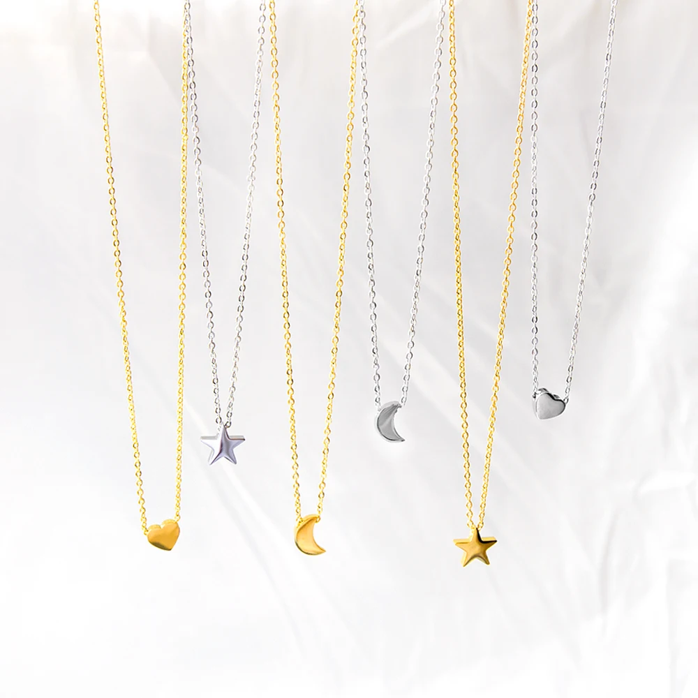 ASON-Colliers de la raq en acier inoxydable pour femme, tour de cou pendentif étoile, lune, cœur, croix, bijoux fantaisie, lien, breloque