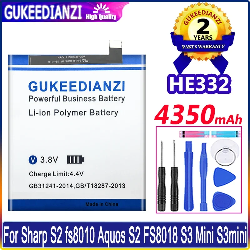 

GUKEEDIANZI Battery 4350mAh HE332 For Sharp S2 fs8010 Aquos S2 FS8018 S3 Mini S3mini Batteries