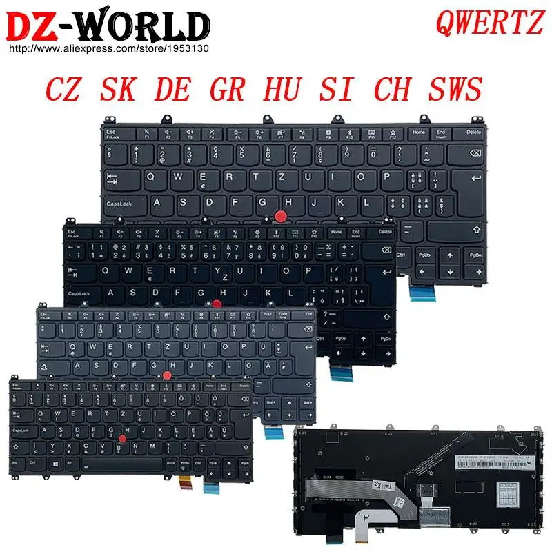 Qwertz cz sk de gr hu si ch Sws Tcheco Alemão Húngaro Esloveno Suíço Teclado para Lenovo Thinkpad s1 X380 Yoga 370 Laptop