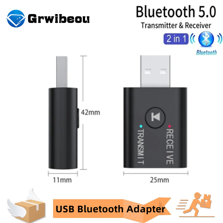  Bluetooth 5.0 Audio Transmitter Receiver 3.5mm AUX Jack RCA USB Dongle Stereo Wireless Adapter for TV Car Kit Speaker Headphone 