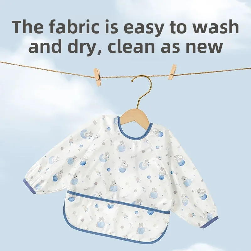 Korean Style Baby Bibs Waterproof Dirt Resistant Toddler Kindergarten Baby Food Bibs Children Apron Reversible Clothing
