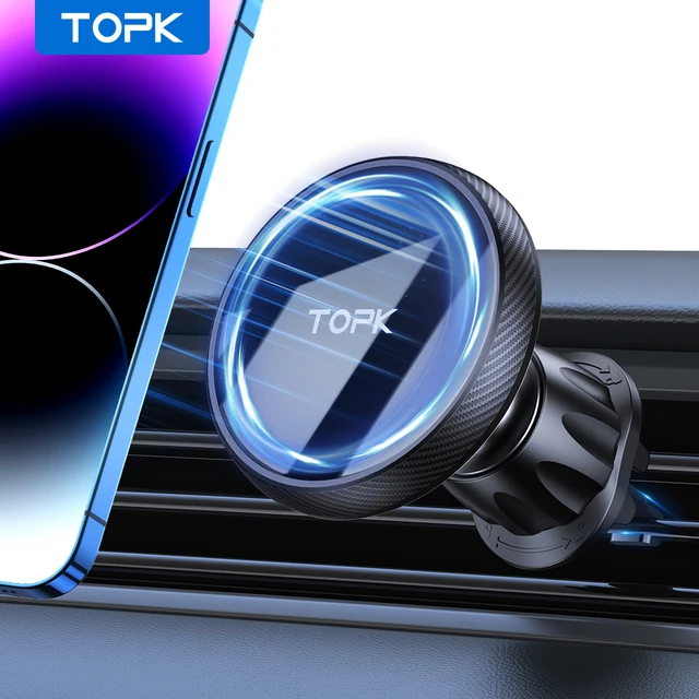 TOPK עבור מחזיק טלפון לרכב Magsafe, מגנטיזם עוצמתי איכות פרימיום פעולה יחידה מתכתית תליית טלפון לרכב 1
