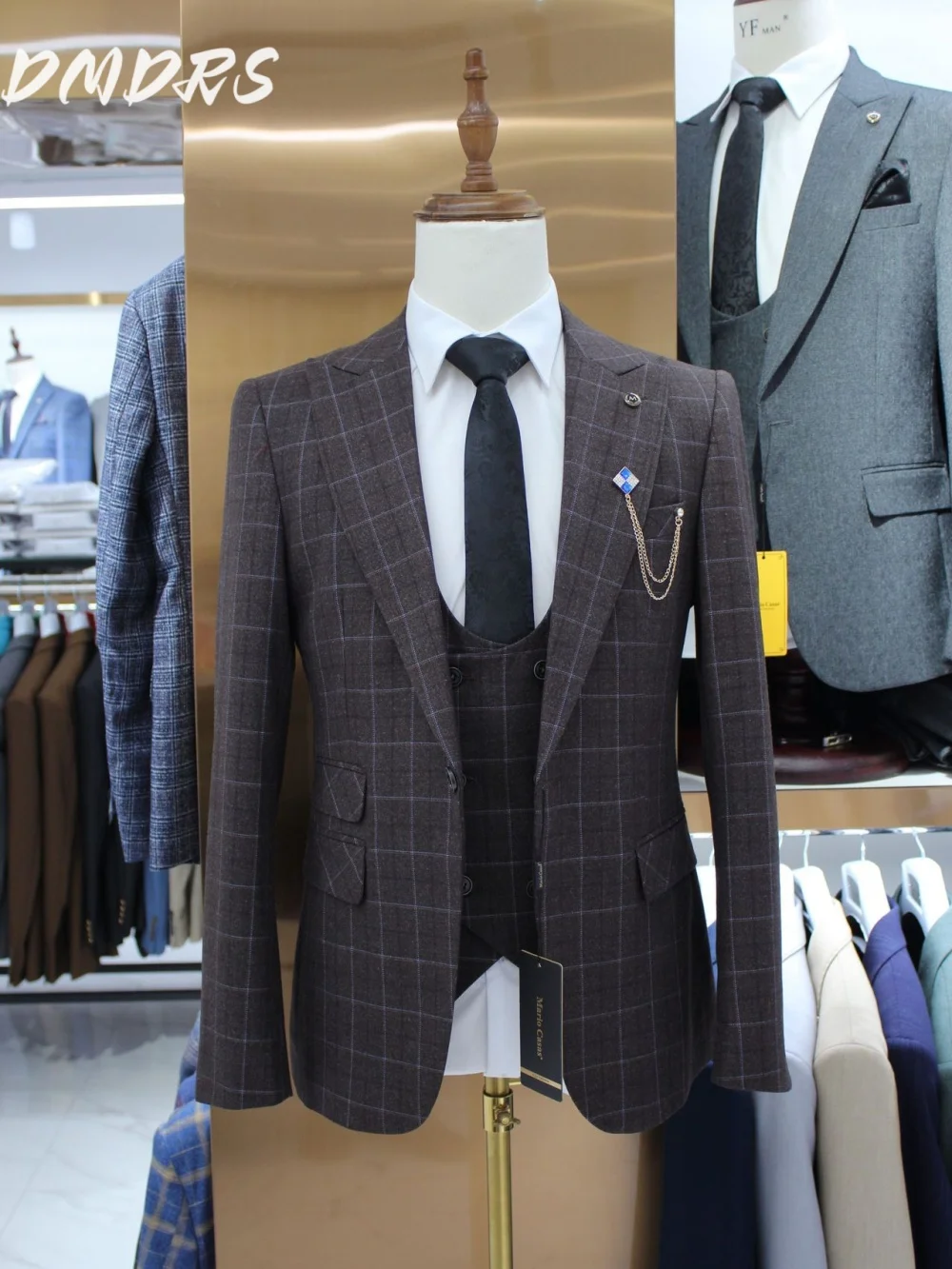 Completo da uomo scozzese di alta qualità per abito da sposa Abito formale autunnale e invernale Giacca Gilet Pantaloni per uomini d'affari Groomsmen 1