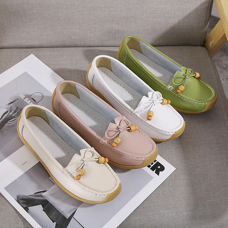 Mocasines con lazo mujer, zapatos planos ligeros y cómodos, informales, Ballet, punta redonda, náuticos - AliExpress Calzado