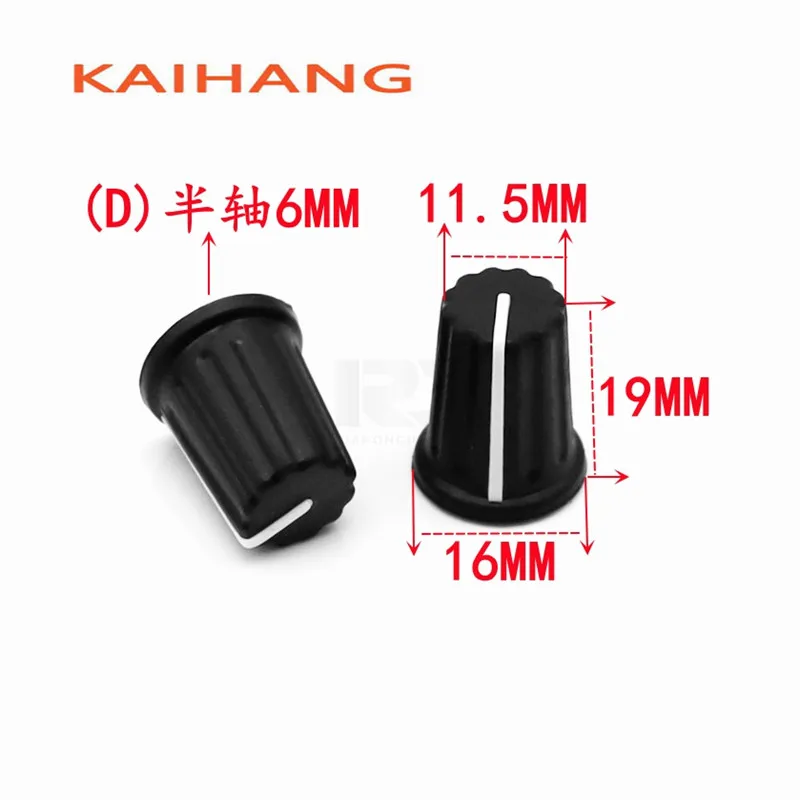 5PCS Color Rubber Half Shaft Knob Diameter 16mm Height 19mm Potentiometer Knob 180 Degree D-Shaped Inner Hole 6mm For Pioneer potentiometer knob cap rubber knob
