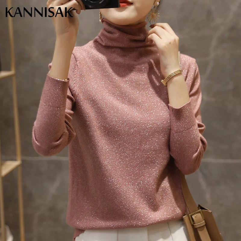 

Women Sweater 2023 Autumn Winter Turtleneck Knitted Pullovers Warm Basic Tops Korean Fashion Long Sleeve Slim Bottoming Shirt