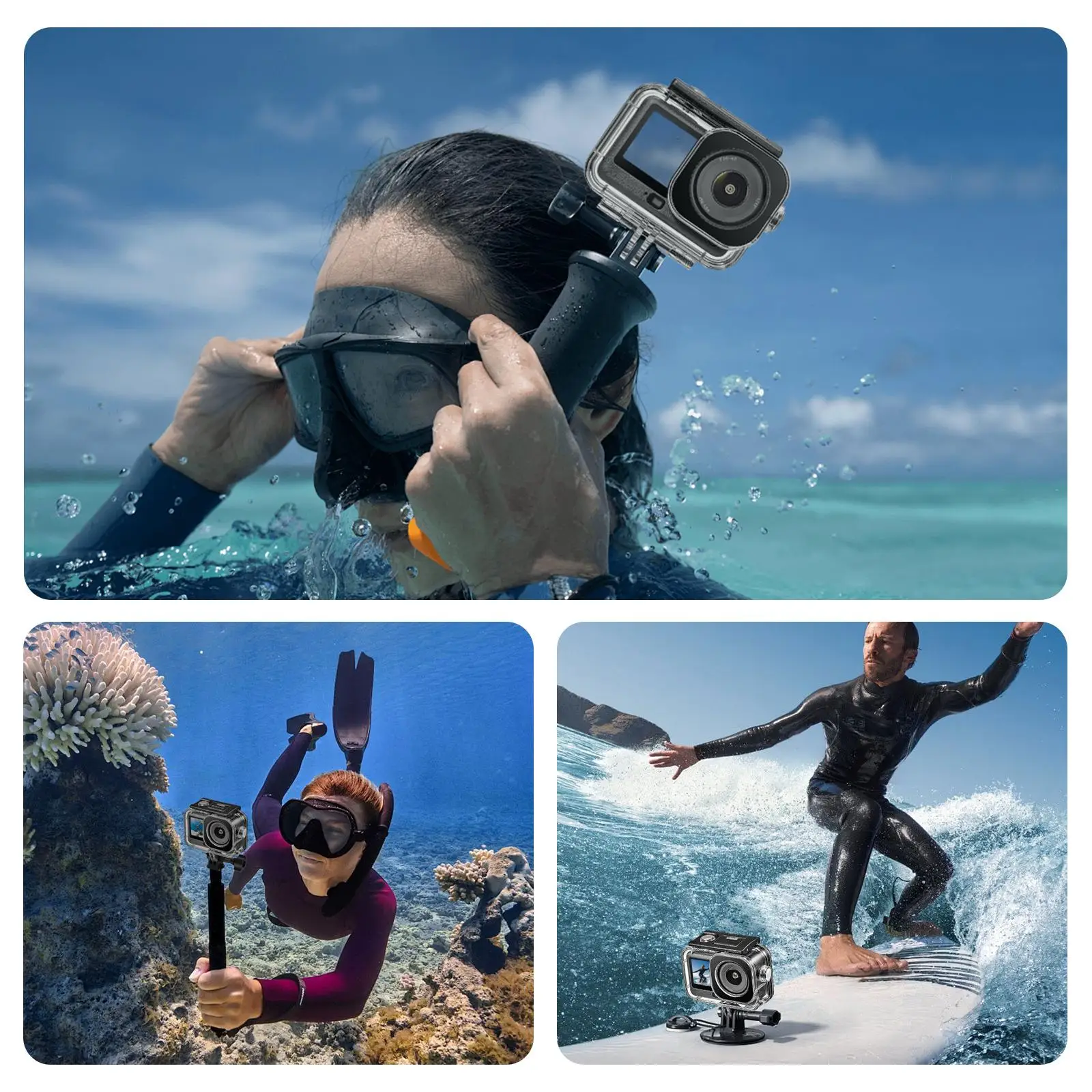 For DJI Osmo Action 6 PULUZ 60m / 196ft Underwater Waterproof Diving Shell with Invisible Adapter & Long Screw