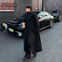 FEWQ Mid Long Woolen Coat Autumn Winter Men's Korean Fashion Loose Casual Versatile Over The Knee Male Trench 24E5306 1