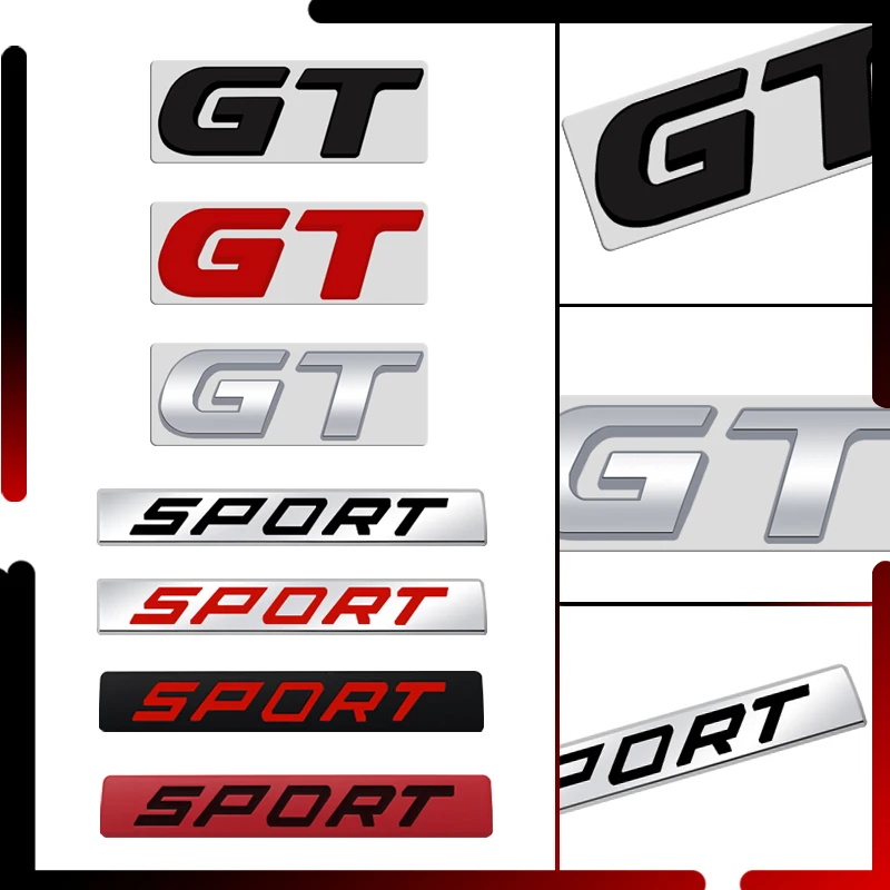 Metal Car Body Gt Sport Emblem Badge 3D Sticker Tail Decalcomanie Per Renault Ford Focus Mondeo Peugeot Hyundai Golf Accessori