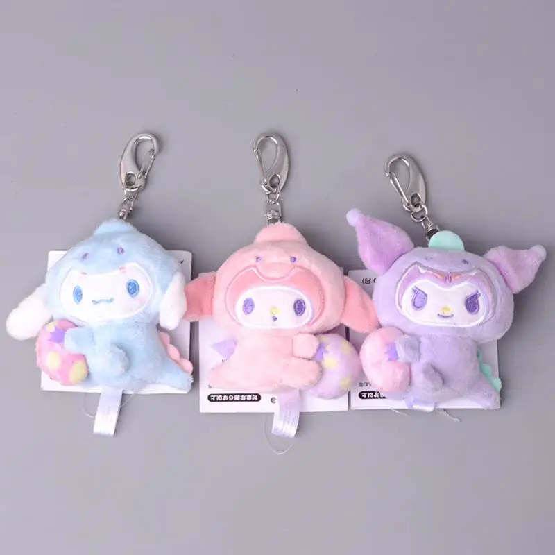 

10 см Sanrio мультфильм Kawaii My Melody Kuromi Cinnamoroll Kt кот обнимает Динозавр яйцо Аниме Мягкие животные милые плюшевые подвески