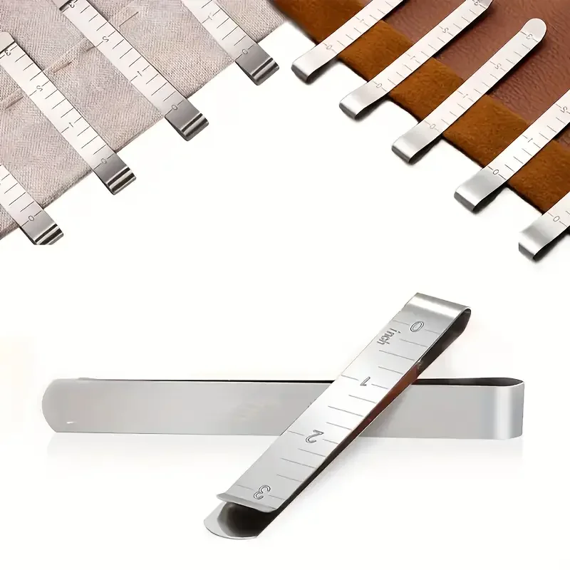 10 Pieces Sewing Clips Stainless Steel Hemming Clips 3 Inch Measuring Ruler Quilting Supplies Fabric Clips Pins Marking