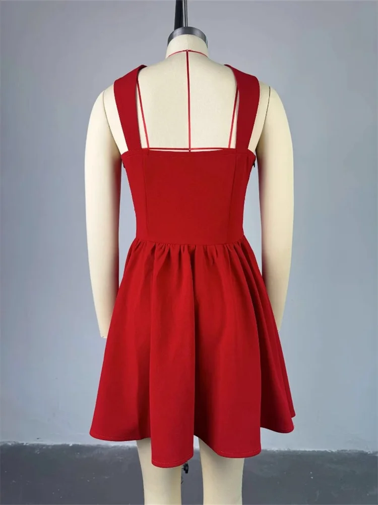 Wmstar Dresses Women Elegant V Neck Sleeveless Sweet Midi Hip Wrap Dress Fashion New in Summer Clothes Wholesale Dropshipping