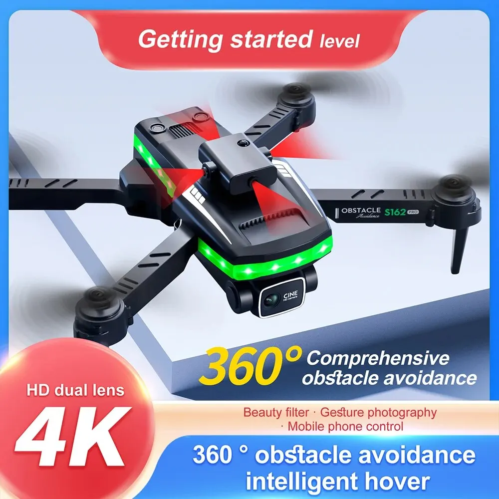 S162 Drone HD 4K Dual Camera 360°Intelligent Obstacle Avoidance Full Flashing Light Belt Falling Collision Resistance Quadcopte