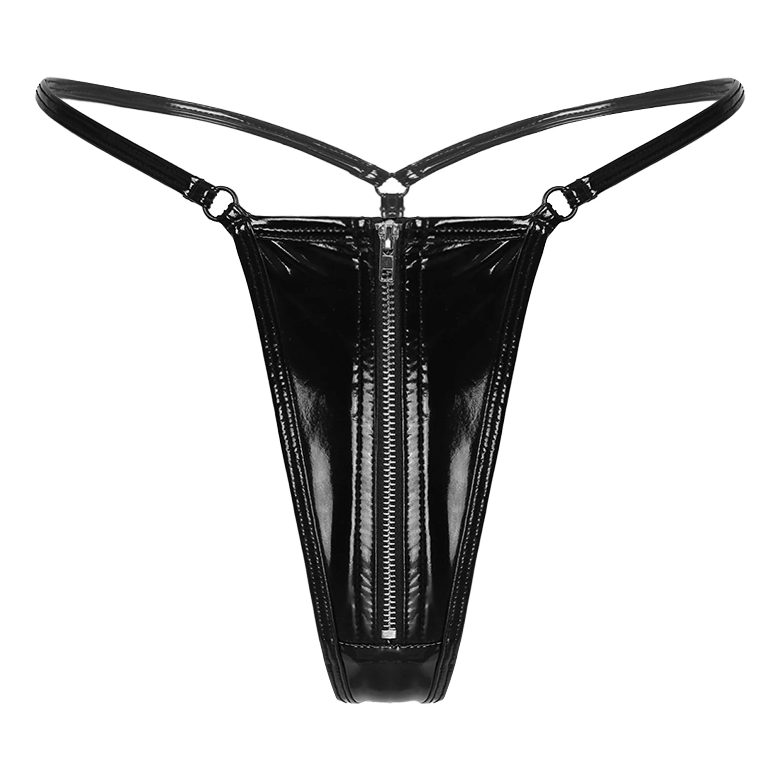 Celana Dalam Kulit Selangkangan Terbuka Ritsleting Celana Dalam Lingerie  Wanita Seks Erotis Porno Tanpa Tali Lateks PVC Mikro G String Pakaian Dalam  Thong - AliExpress