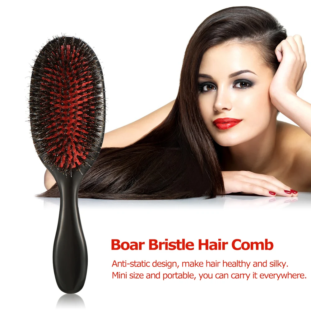 1PC Boar Bristle & Nylon Hair Brush Oval Anti-static Paddle Comb Scalp Massage Hair Care Tool Salon Hair Brush Styling Tool