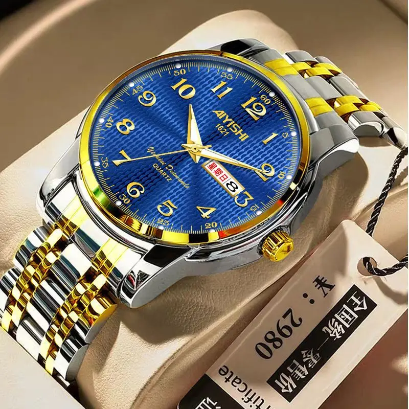 Fashion Mens Sports Watches Luxury Men Business Stainless Steel Quartz Watch Man Casual Luminous Clock