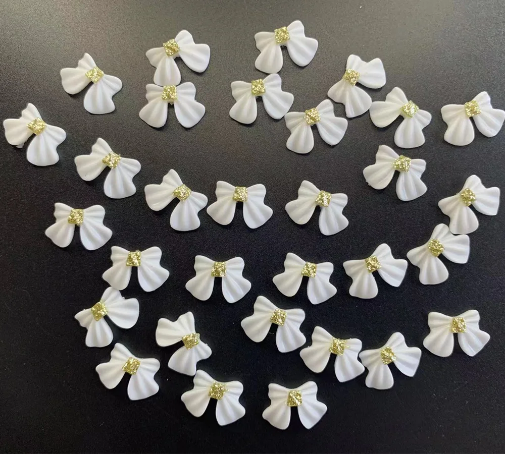 

20Pcs/bag Black White Bowknot Nail Art Decoration 3D Resin Ribbon Butterfly Rhinestones DIY Nails Accessories Charms Jewelry S52
