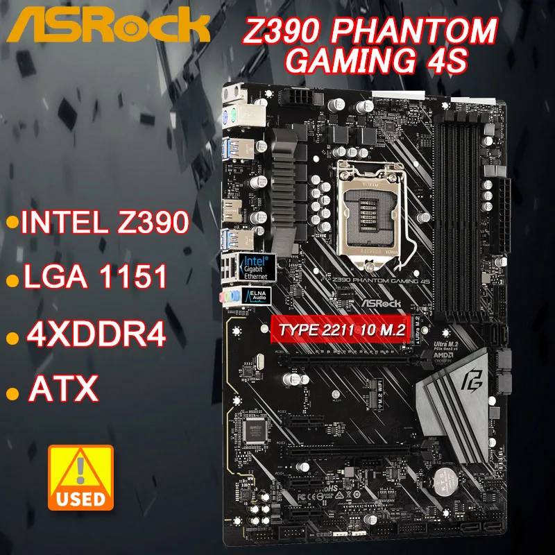 

1151 Motherboard ASROCK Z390 PHANTOM GAMING 4S Intel Z390 Motherboard 4xDDR4 128GB USB 3.2 M.2 For 9th/8th Gen Intel Core cpu