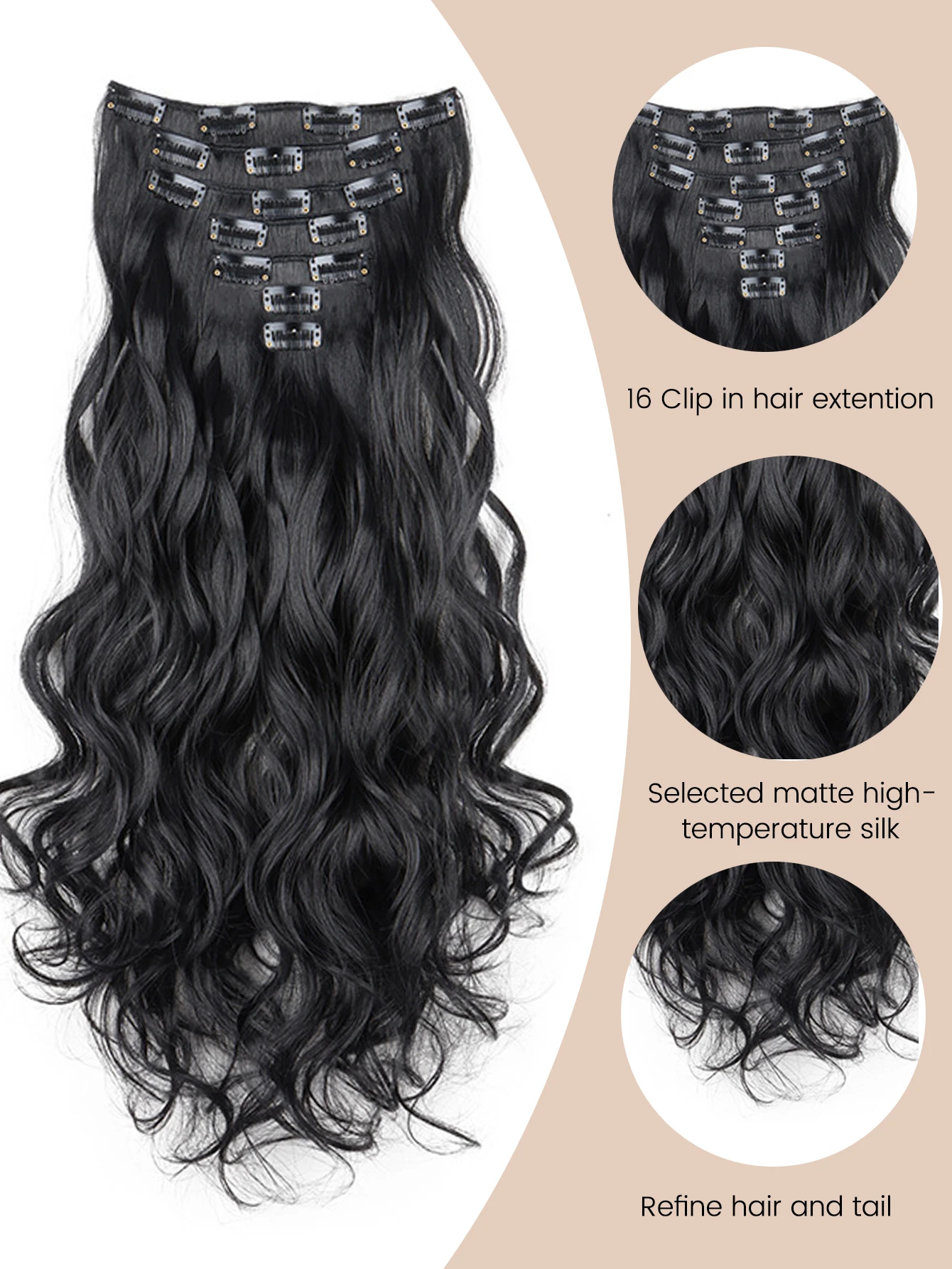 Synthetic Curly Wavy Hair Extensions for Women