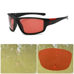 Unisex Photochromic Polarized Cycling Sunglasses - Matte Black Sports Goggles (Matte Red Fishing)