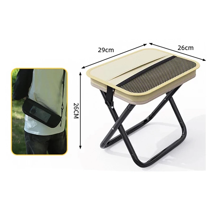 Tabouret pliant compact pour pêcheur - Siège portable sac à dos camping pique-nique déplacement