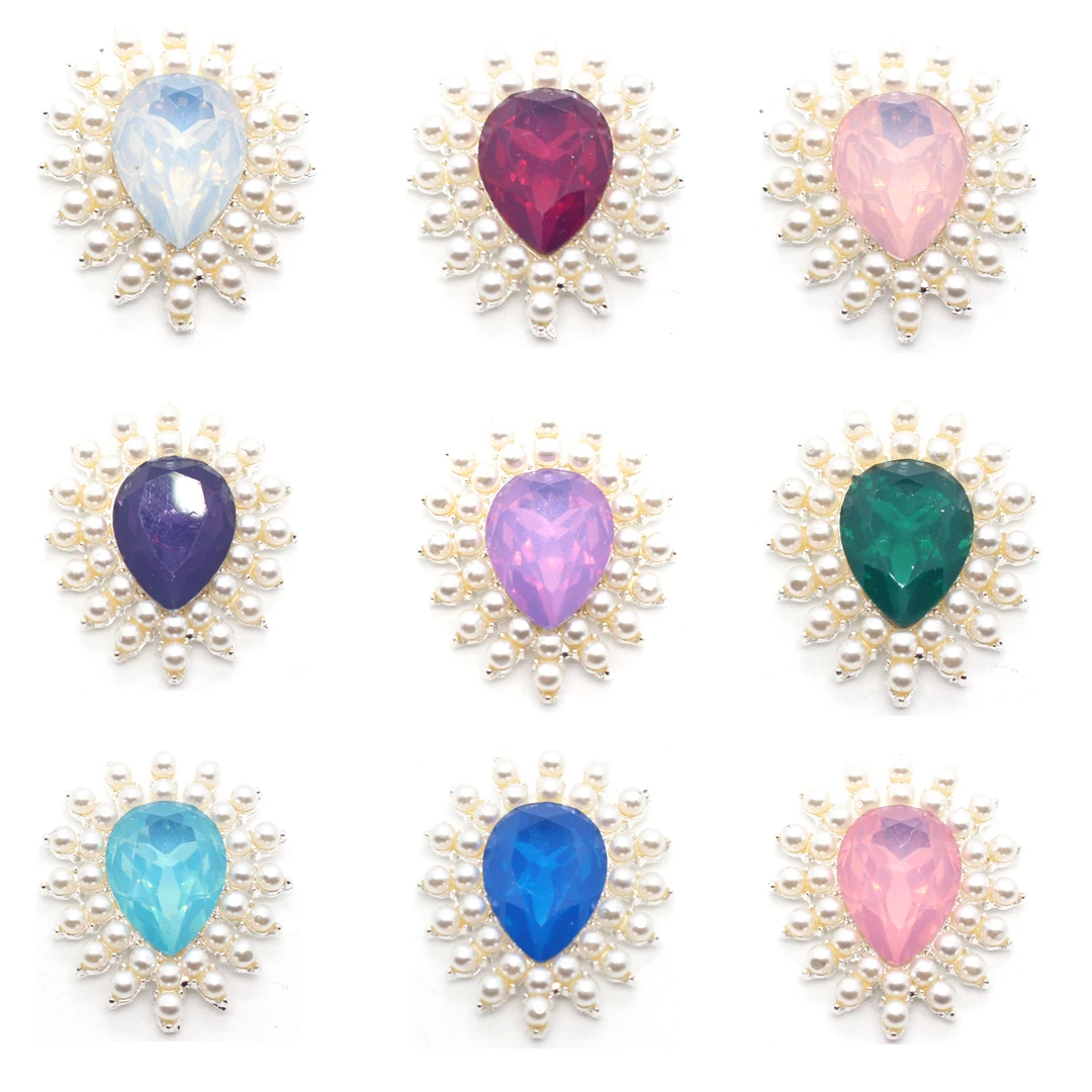

New Fashion 10PCS 25 * 32MM Hollow out Alloy Pearl Resin Protein Clothing Luggage Accessories