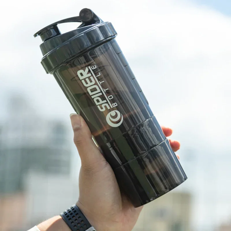 3 Layers Bottle Protein Powder Shake Cup Large Capacity Water Bottle Plastic Mixing Cup Body-Building Exercise /WS