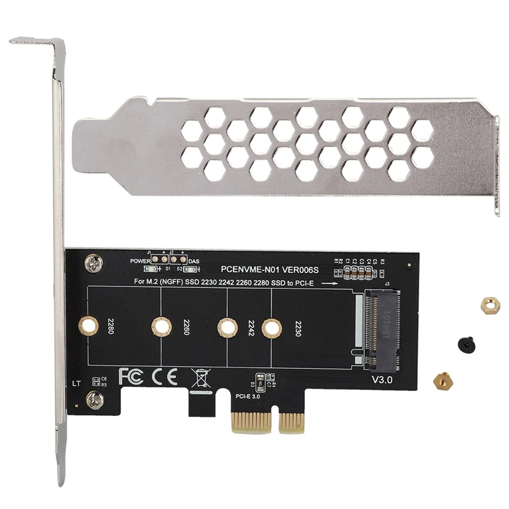 

for M.2 NGFF to PCI-E 1X Adapter Card PCIE 3.0 1X To M.2 Key-M Expansion Card with Bracket for NVME M.2 2230 2242 2260 2280 SSD