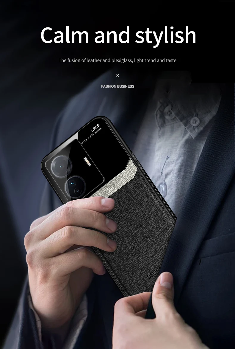 KEYSION Fashion Schutzhülle für VIVO T1 5G T1 Pro 5G India S15E, Leder, Glas, Silikon, Handyrückseite für IQOO Z6, stoßfest _voghion.com