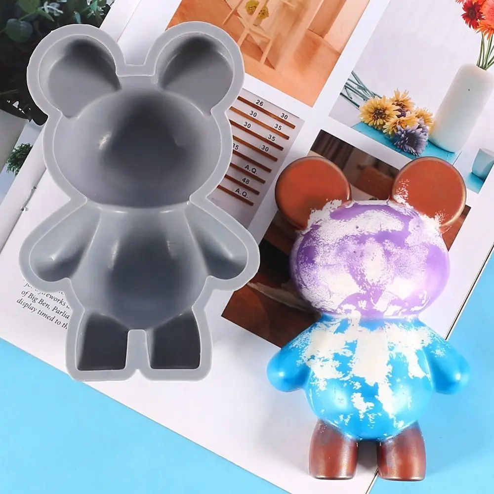 3D 테디 베어 DIY 드립 접착제 몰드, 회색 케이크 장식, 초콜릿 실리콘 몰드 베이킹 용품, 고품질
