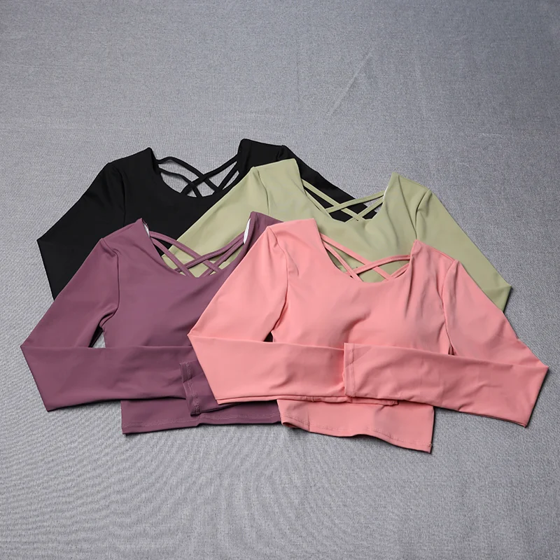 Neue Yoga-Kleidung für Damen, Sport, Laufen, Pilates, atmungsaktiv, Training, Langarm, Top, Fitness-Kleidung