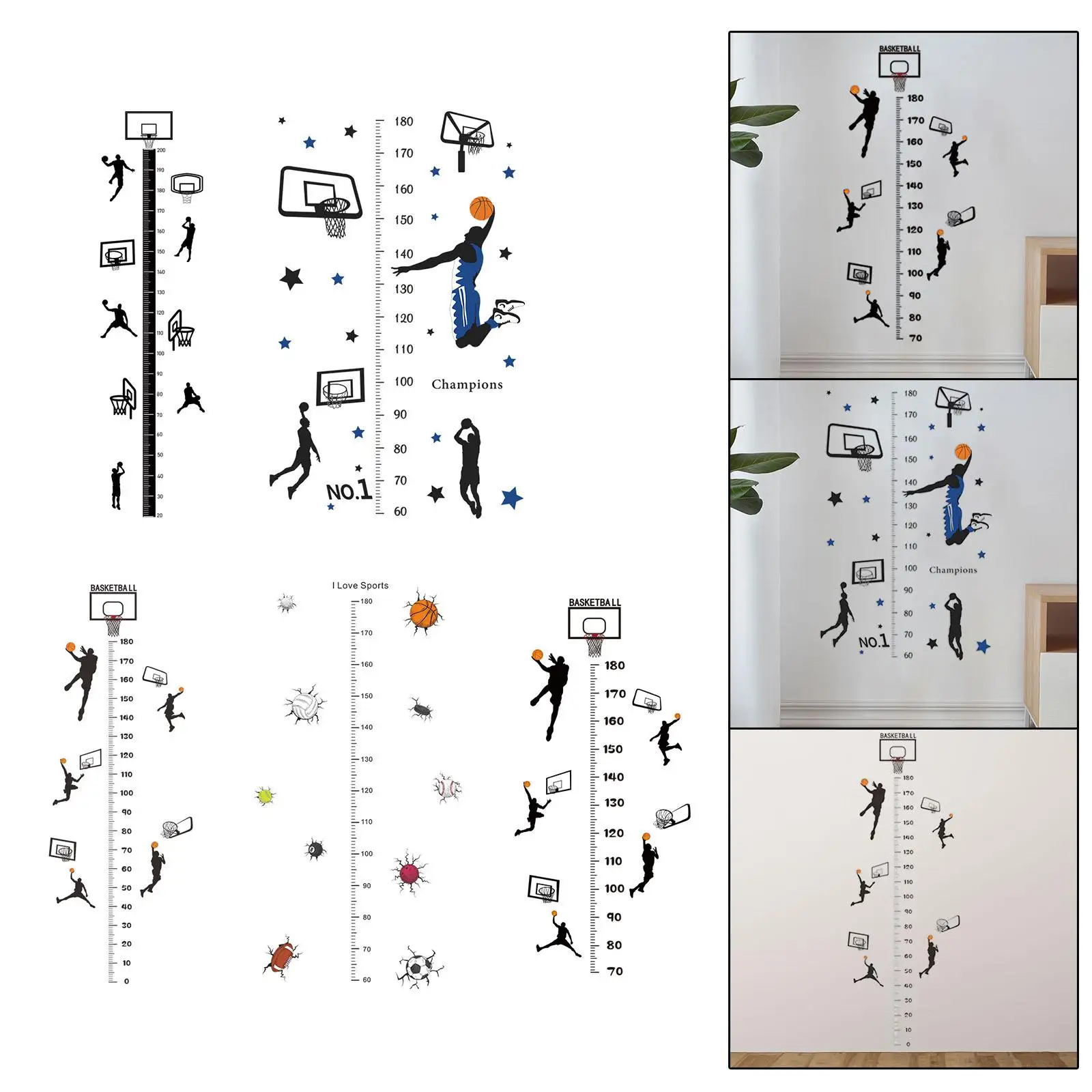Height Chart Wall Decal Wall Art Decoration DIY Sport Theme Height Measurement