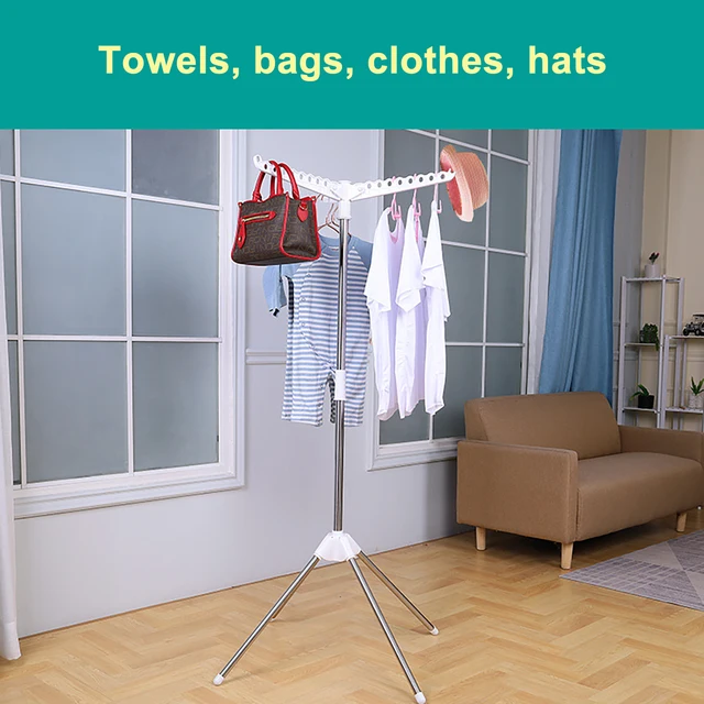 Tripod Clothes Drying Rack Portable Space Saving HeightAdjustable