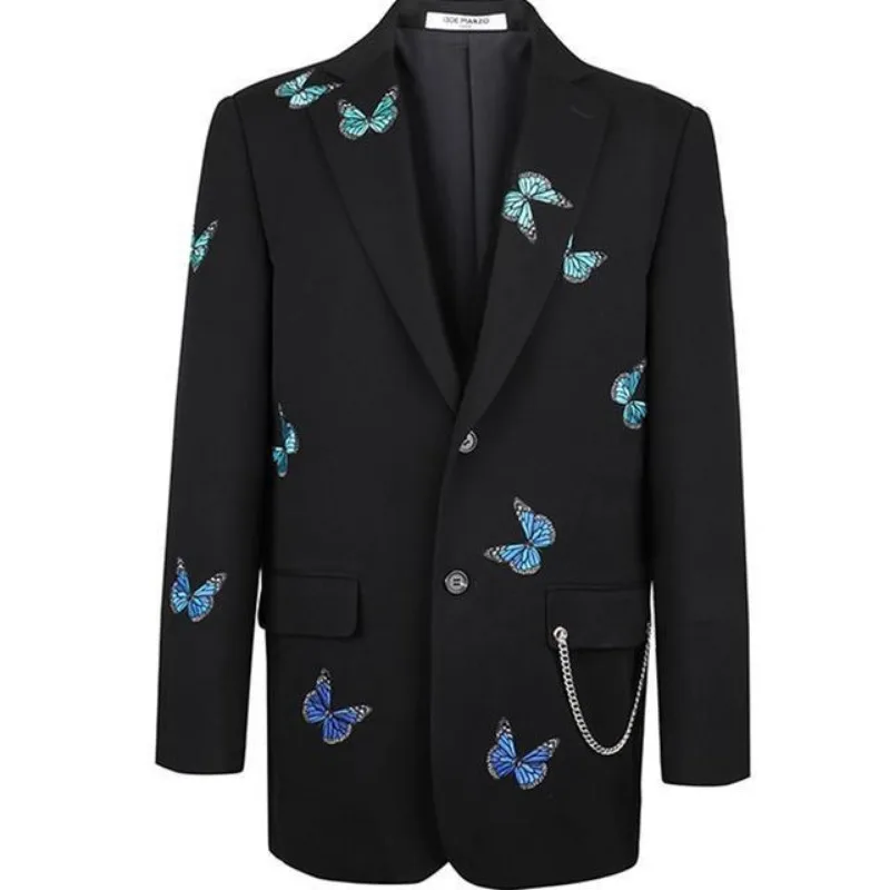 

New Textured Chain Butterfly Embroidery Blazer Spring And Autumn Tide Ins Foreign Loose Fashion Suit Women's Jacket