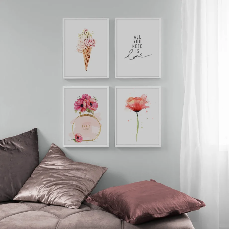 

NordicPerfume Flowers Ice Cream Quotes Posters And Prints Wall Art Canvas Painting Landscape Wall Decor Pictures Room Decor