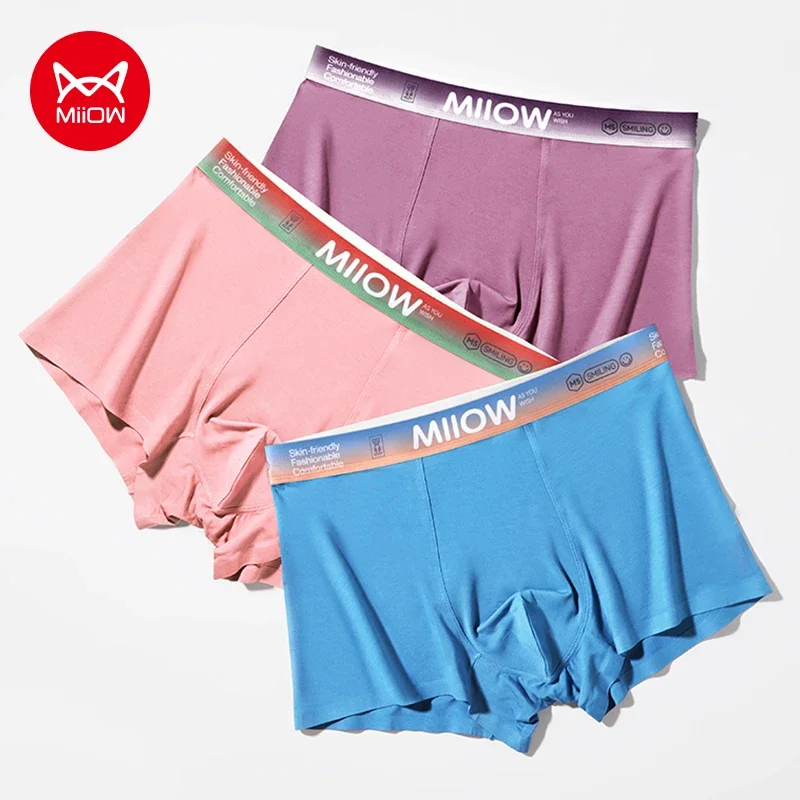 

MiiOW Man Underwear Modal Men's Boxershorts Antibacterial Cotton Crotch Man Panties Gradient Letter Belt Male Sexy Boxers Briefs